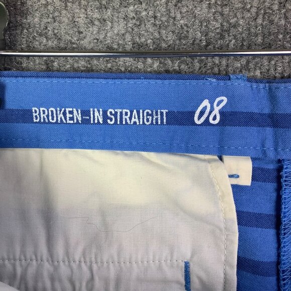 NWT Khakis By‎ Gap Blue Striped Womens Broken-In Straight Pant Size 08 - Picture 10 of 11